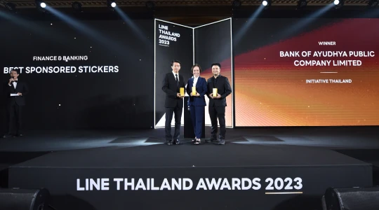 Krungsri wins Best Sponsored Stickers in Finance & Banking Award at LINE THAILAND AWARDS 2023 for its highest number of sticker downloads and usage