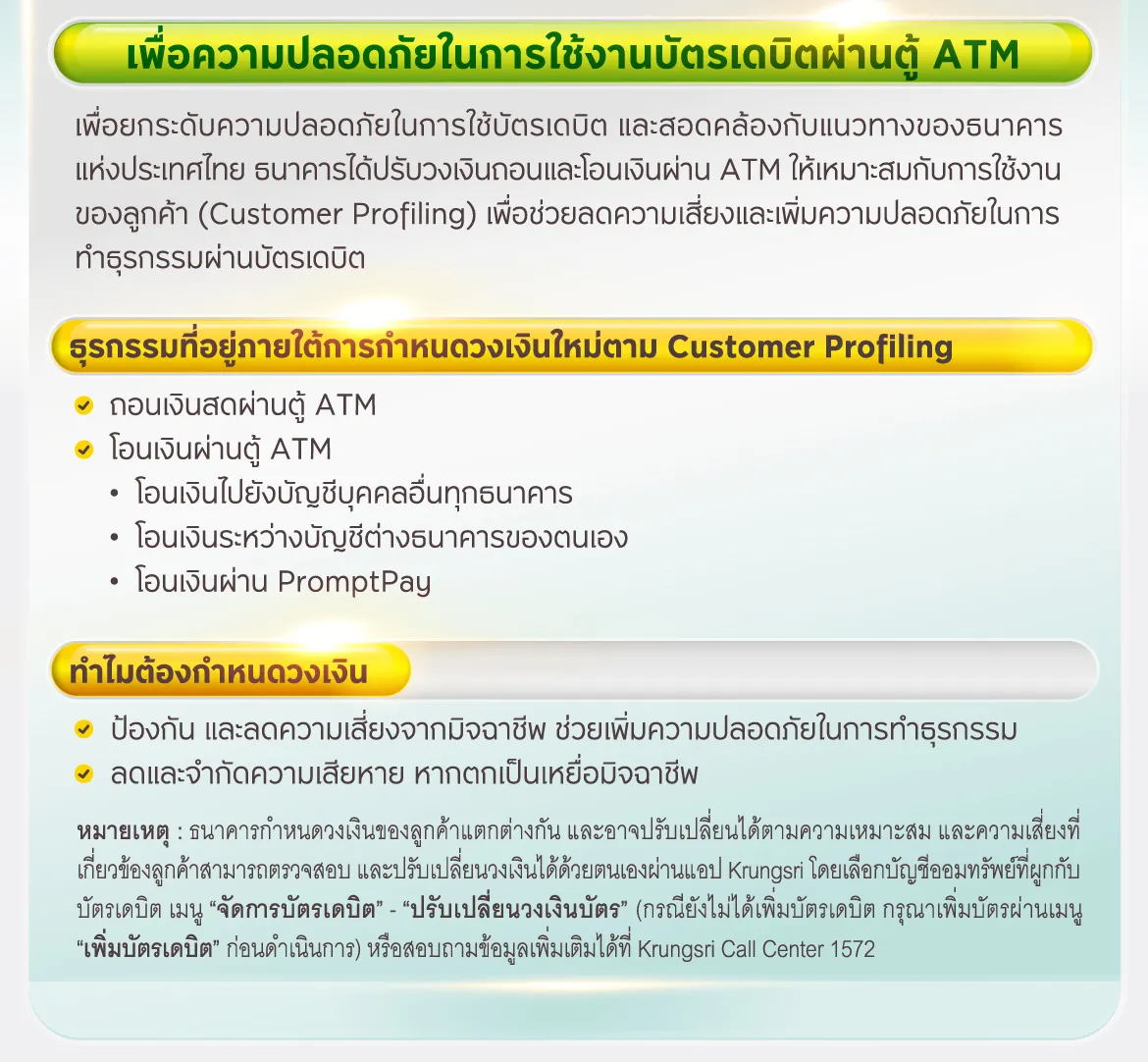เพื่อความปลอดภัยในการใช้งานบัตรเดบิตผ่านตู้ ATM
