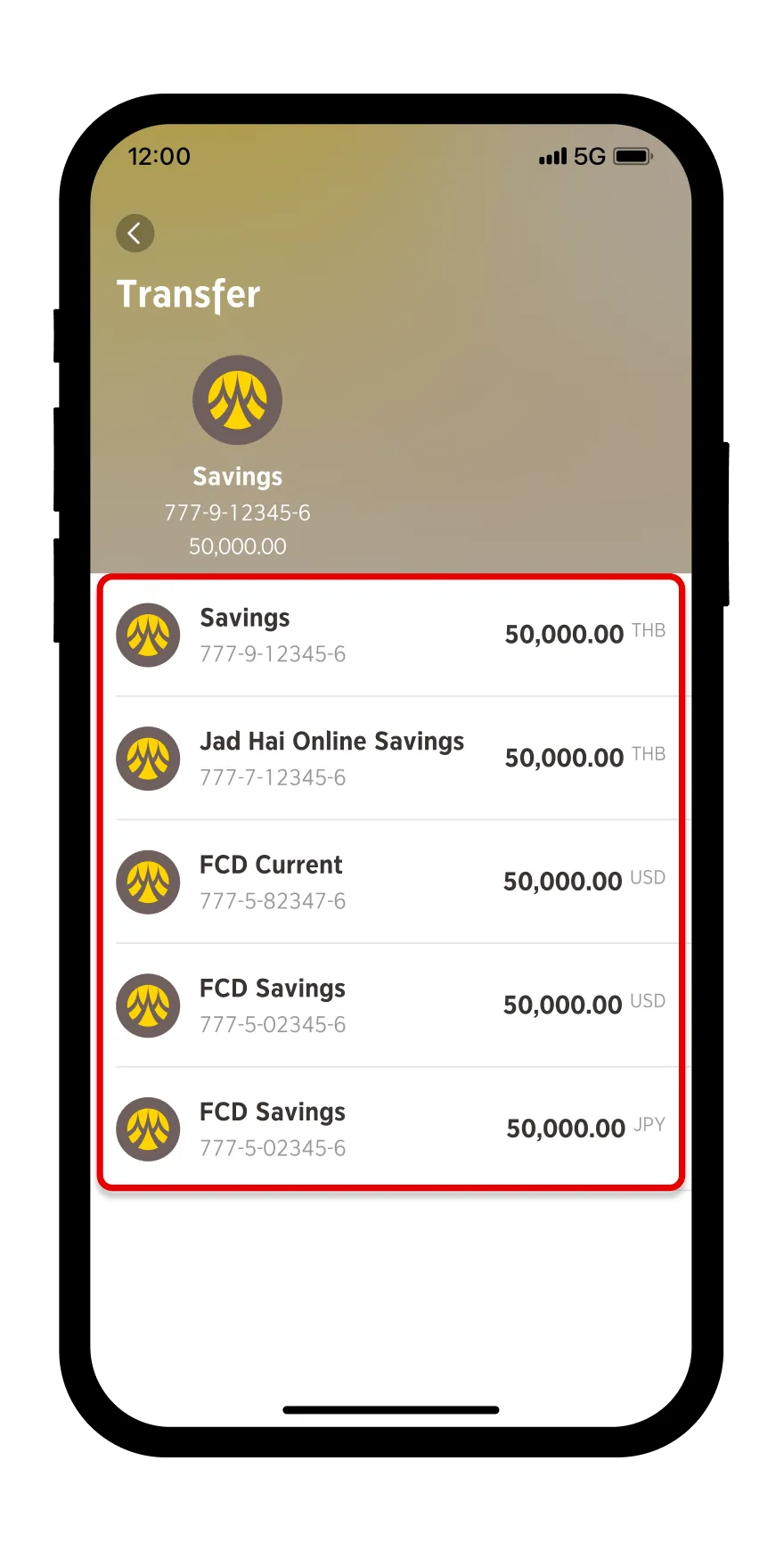 Select Krungsri account