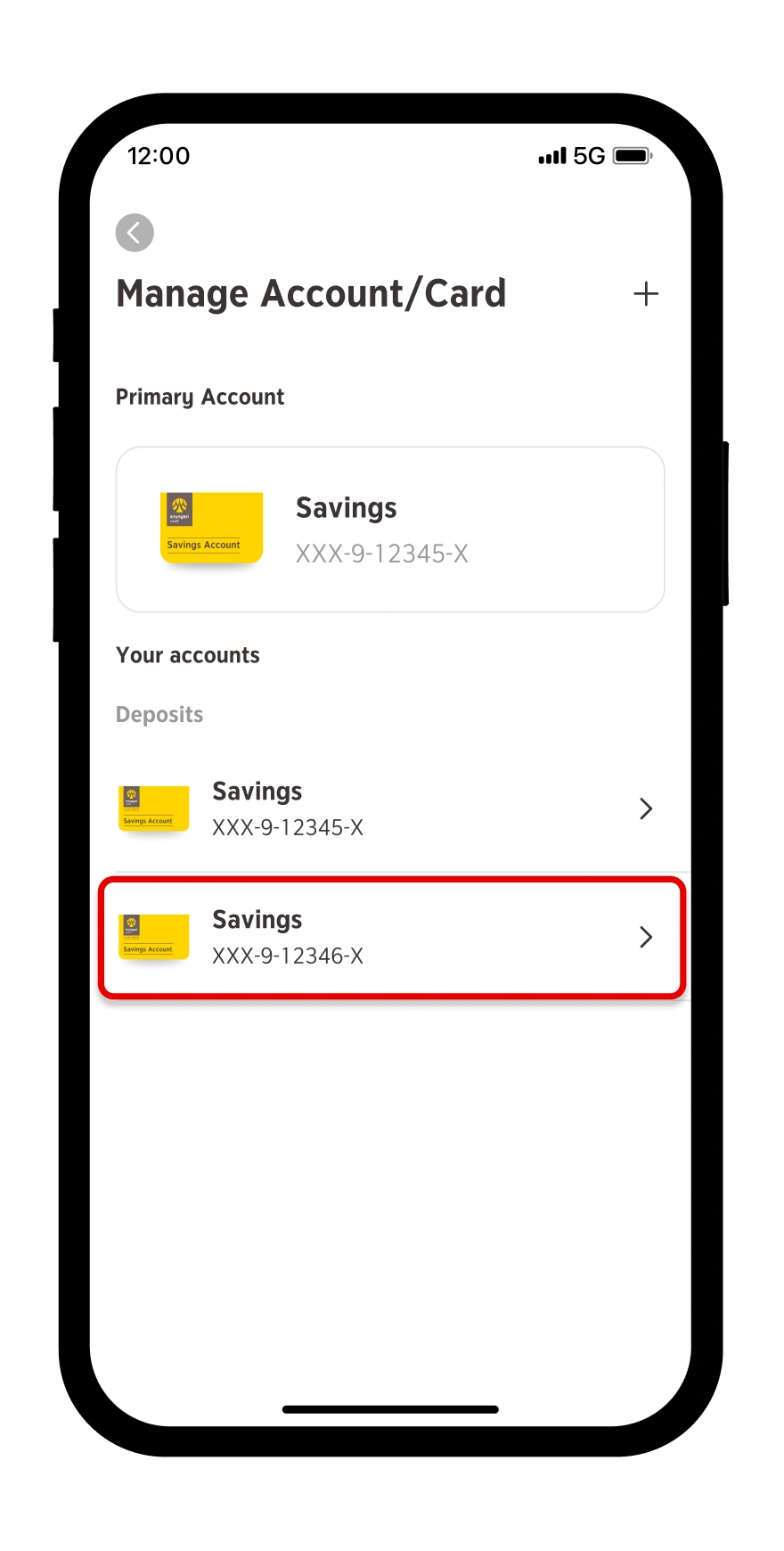 Swipe left at the account you wish to remove