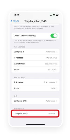 Turn off Proxy iOS