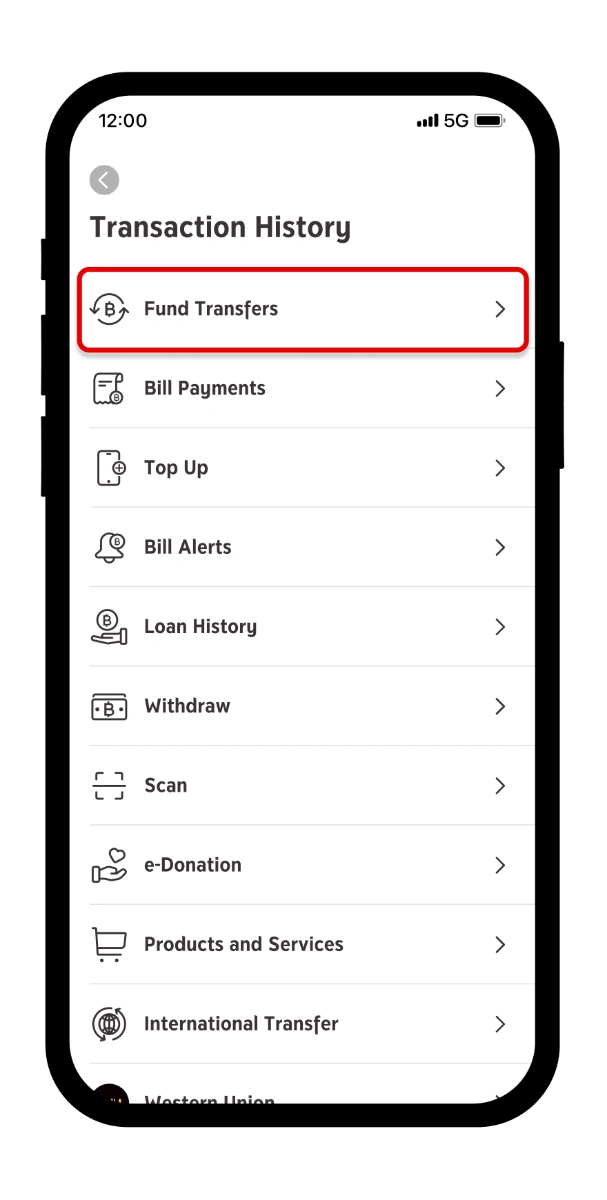 Select the category and transaction you desired 