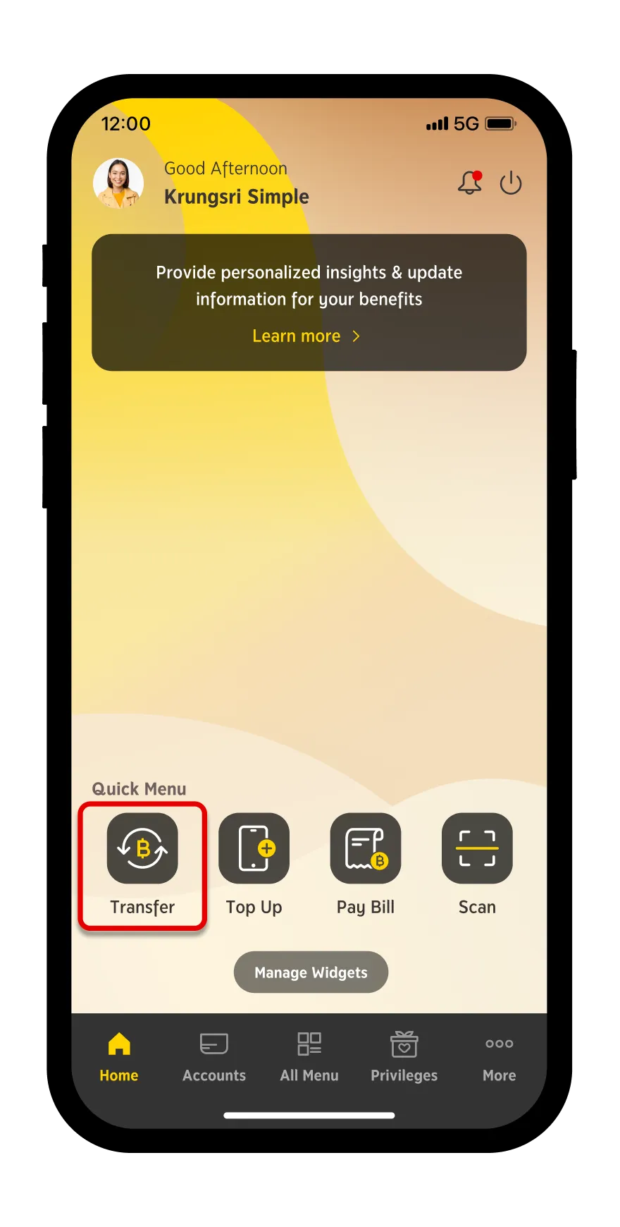 Select Transfer Menu