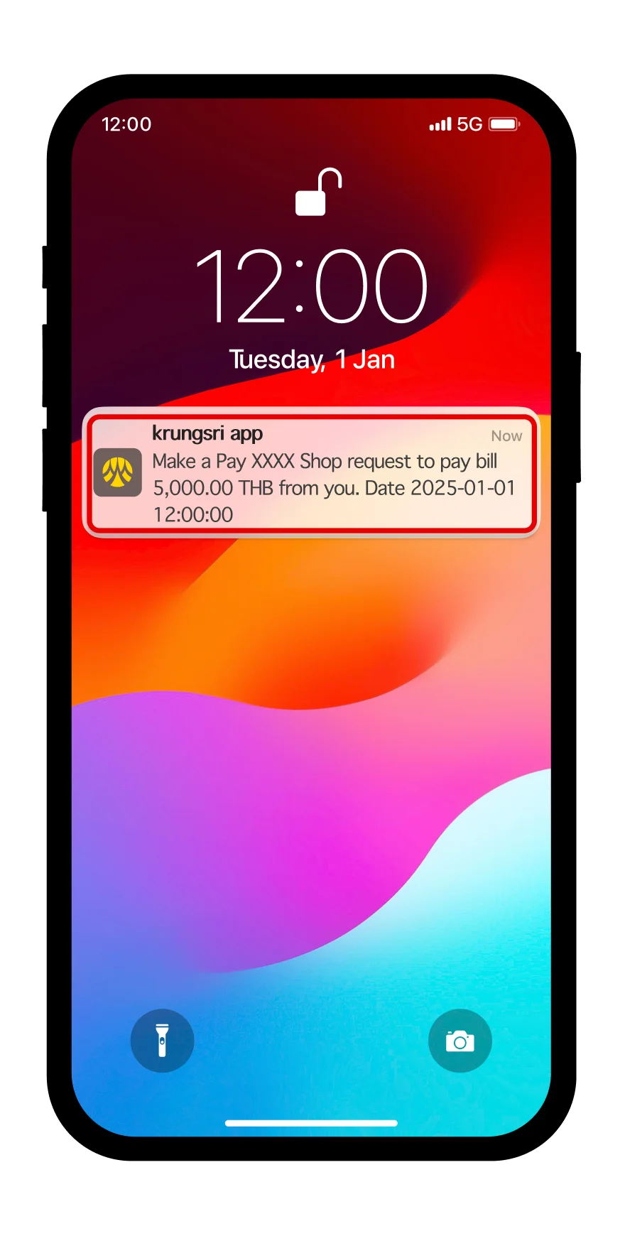 Select notification box to open krungsri app