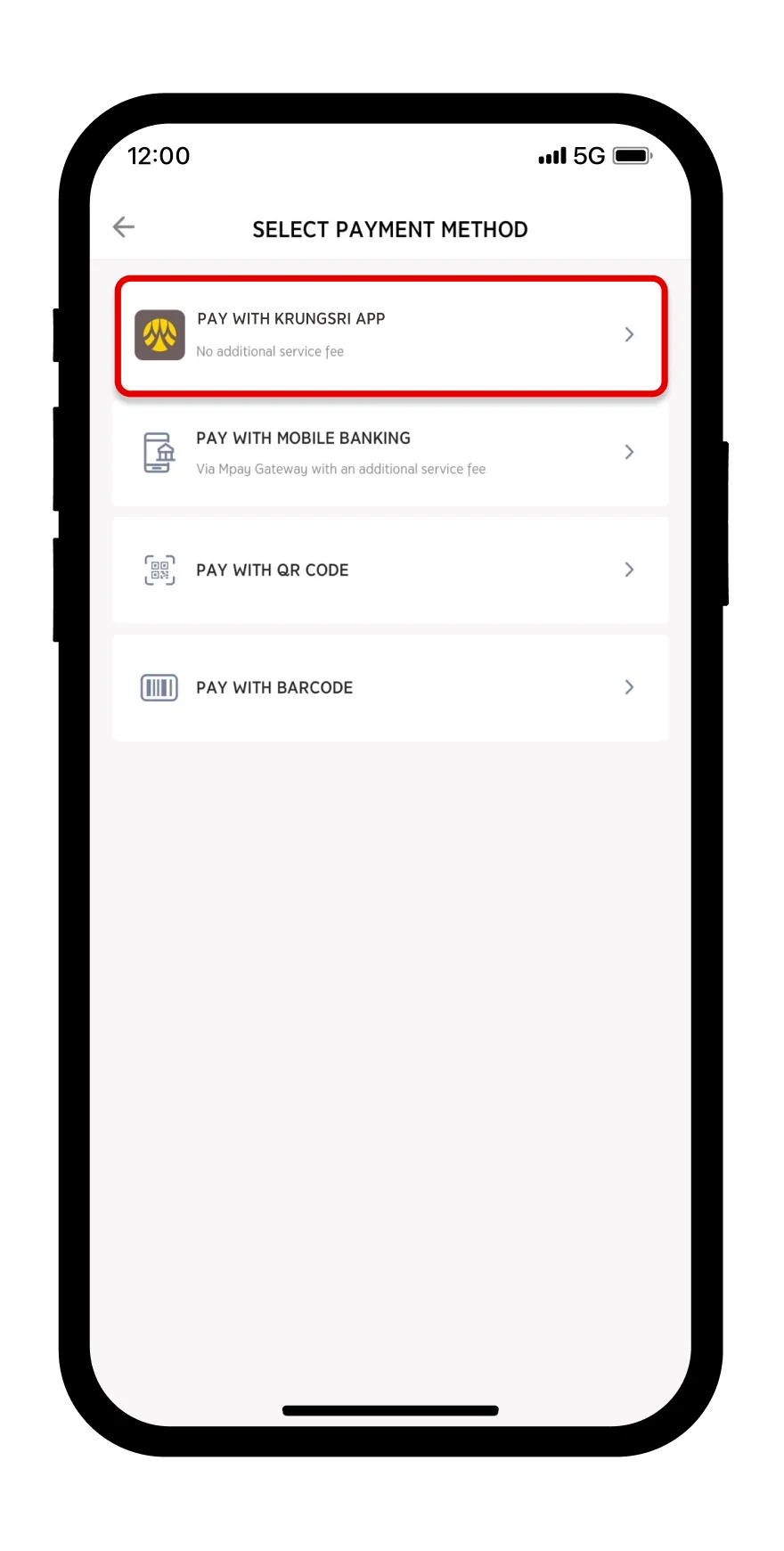 Select Pay with krungsri app