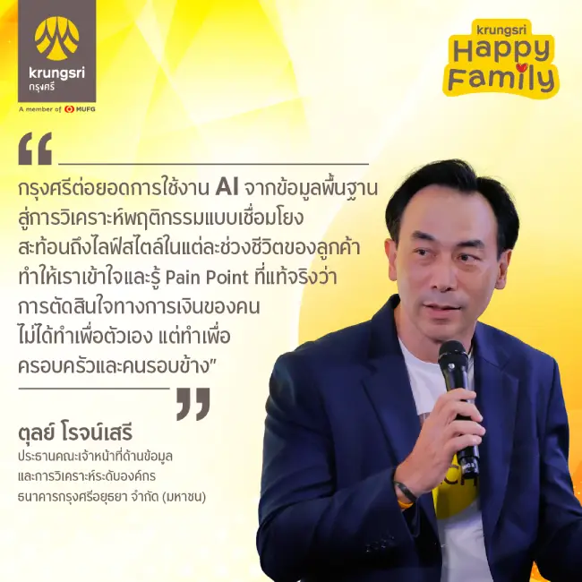 นายตุลย์ โรจน์เสรี ประธานคณะเจ้าหน้าที่ด้านข้อมูลและการวิเคราะห์ระดับองค์กร ธนาคารกรุงศรีอยุธยา จำกัด (มหาชน)