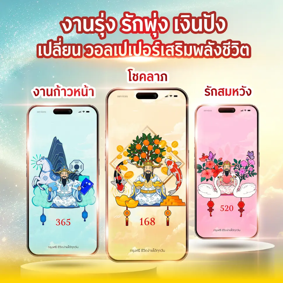 งานรุ่ง รักพุ่ง เงินปัง เปลี่ยน วอลเปเปอร์เสริมพลังชีวิต