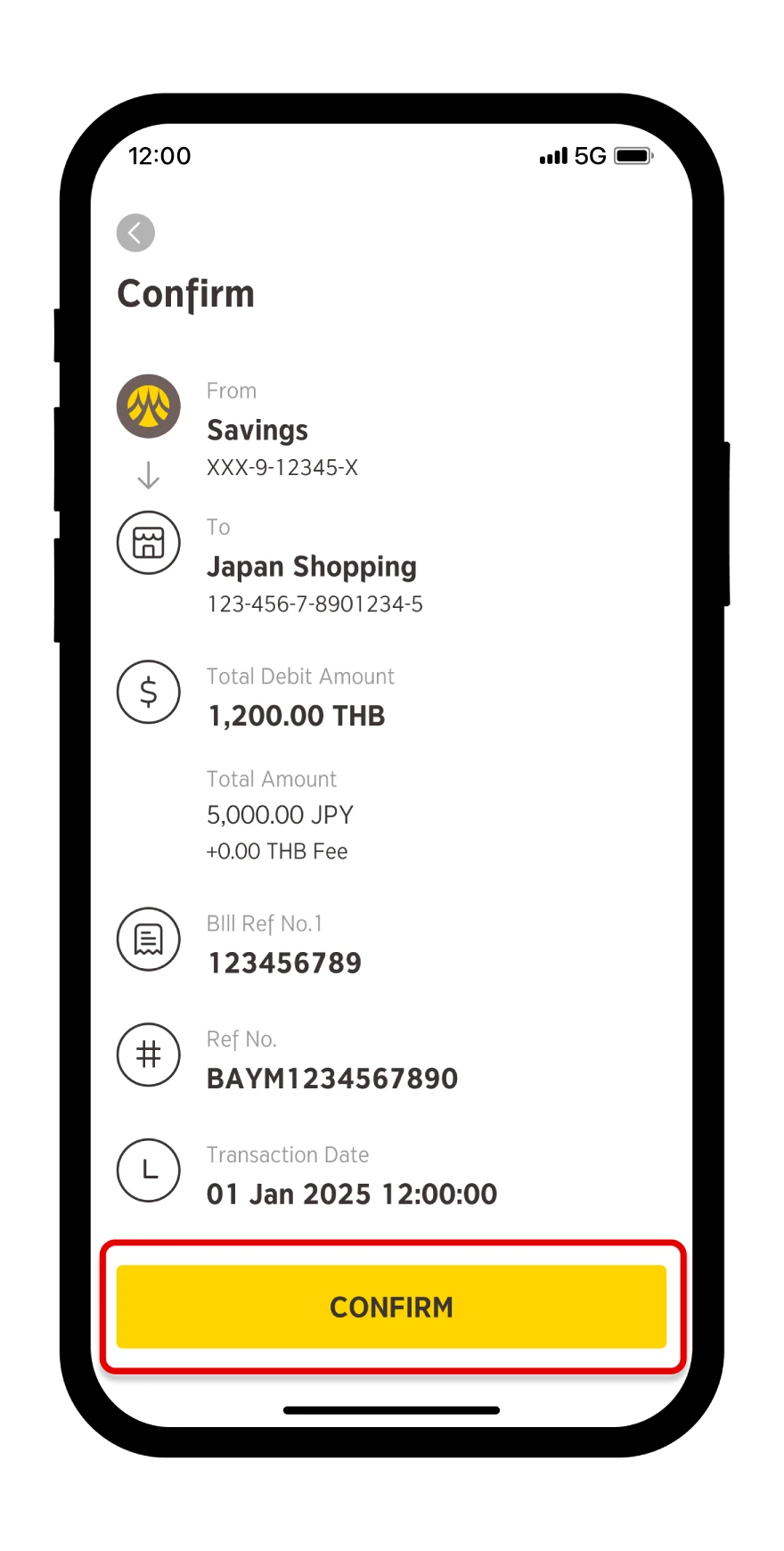 Confirm the transaction