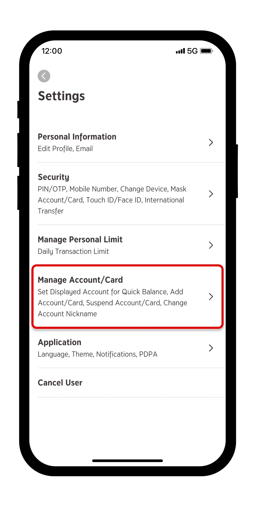 Select Manage Account/Card