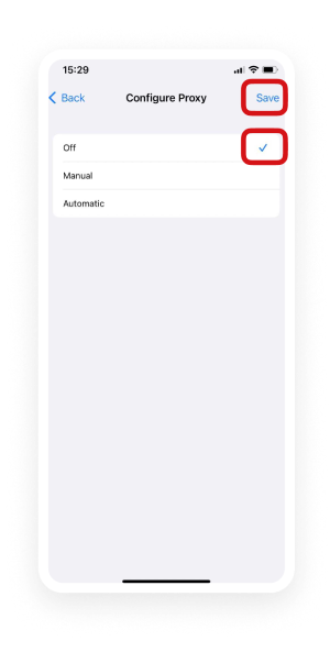 Turn off Proxy iOS