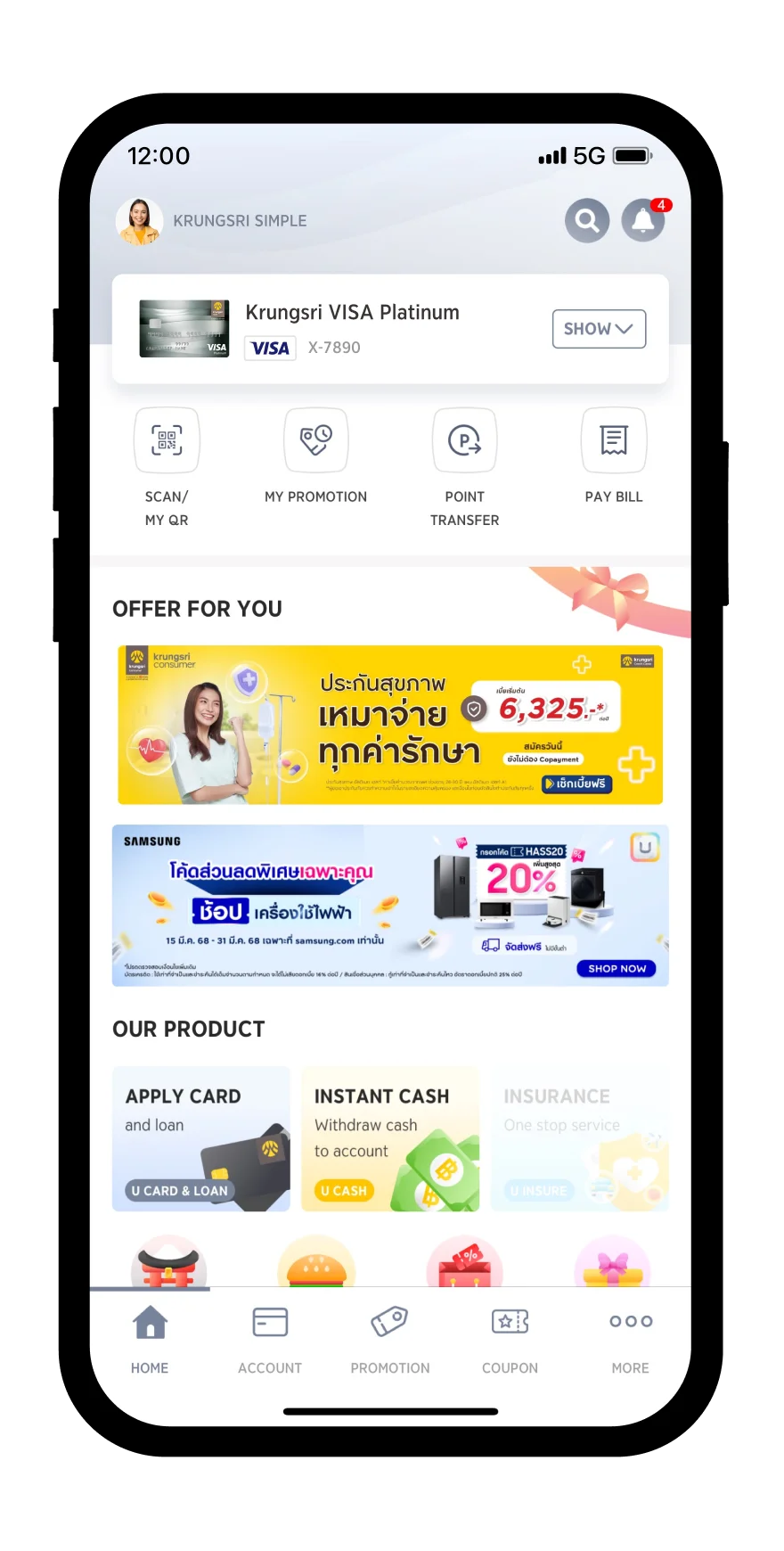 Display of Merchant’s application screen