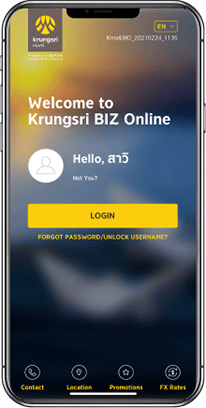 You can use Face ID to login Krungsri Biz Online App
