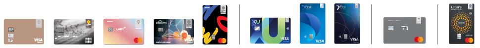 บัตรเครดิต กรุงศรี, บัตรกรุงศรีเฟิร์สช้อยส์, บัตรเครดิต เซ็นทรัล เดอะวัน และ บัตรเครดิต โลตัส