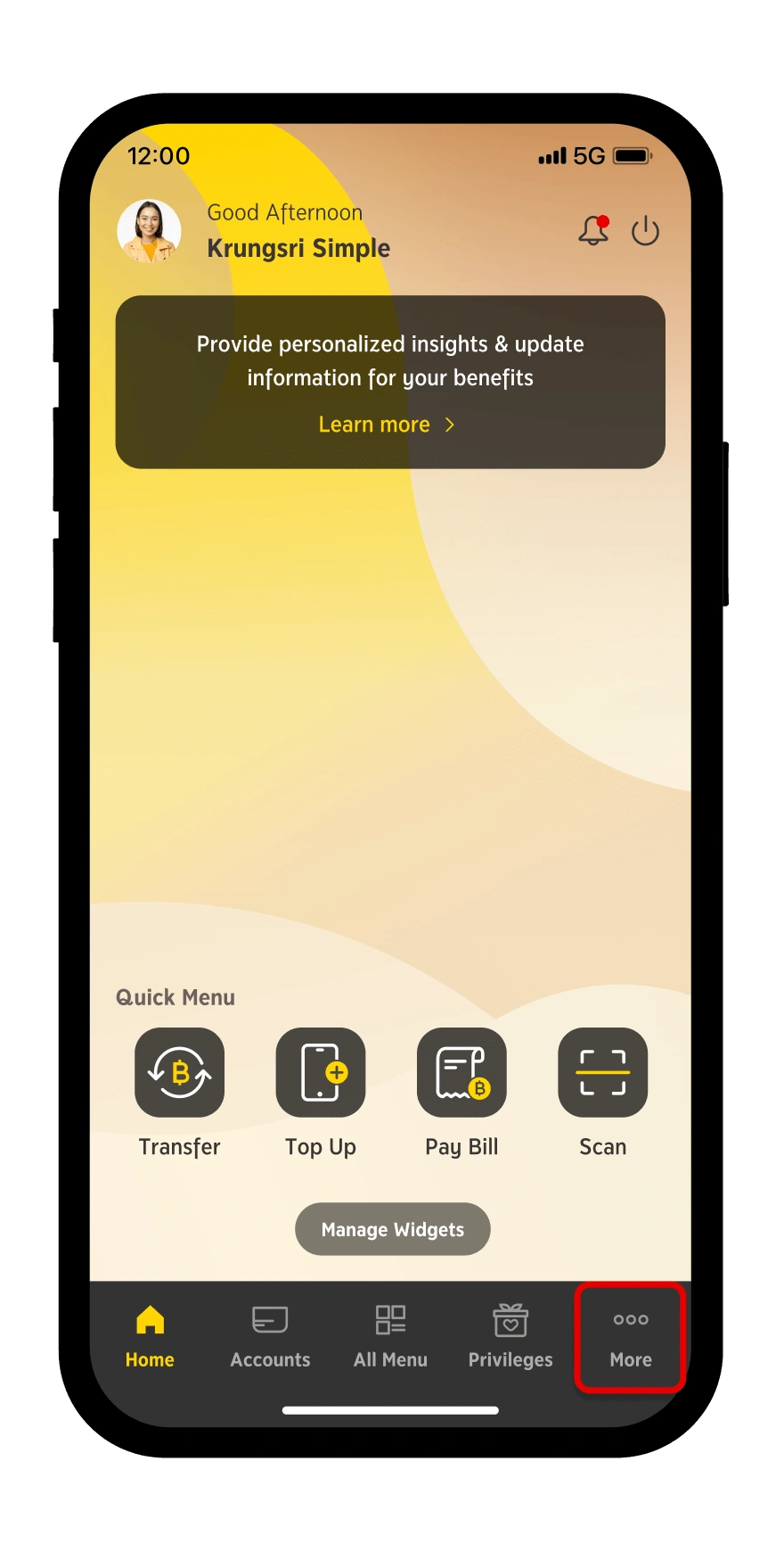 Select More on the Home screen